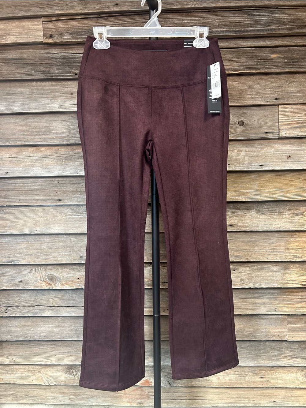 Burgundy Suede-Look Flare Pants by Liverpool